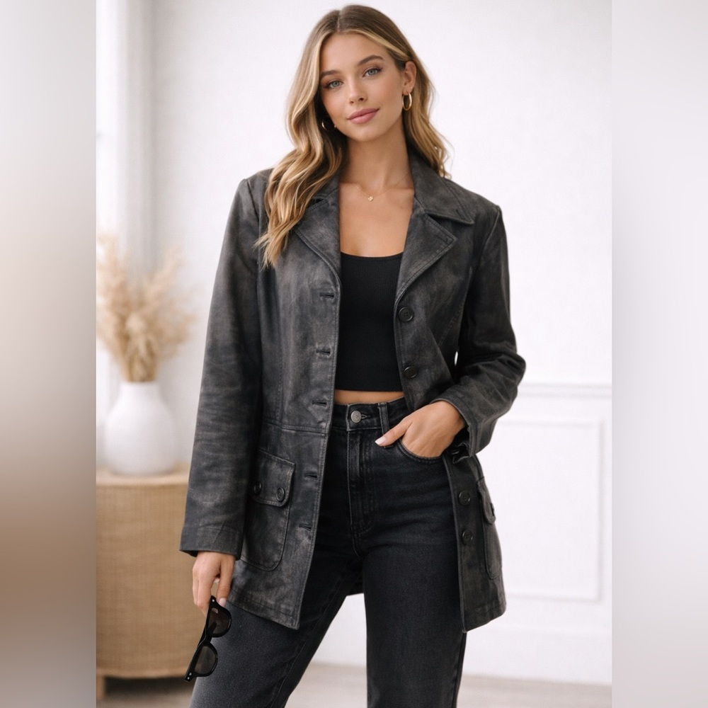 Paris Blues outerwear vintage black suede jacket SZ L